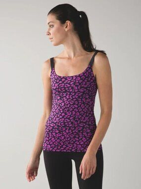 Lululemon Barre None Tank Purple Cheetah Print Size 6